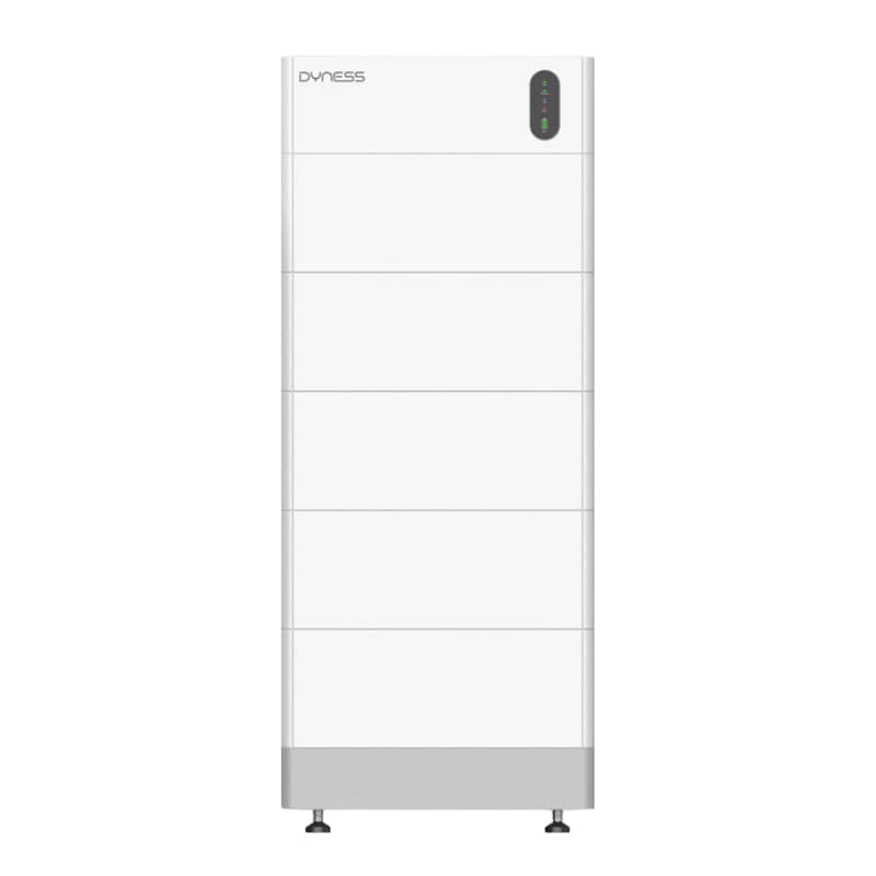 Colonne blanche Dyness Tower Pro TP19 avec 5 modules de batterie et unité de contrôle supérieure.