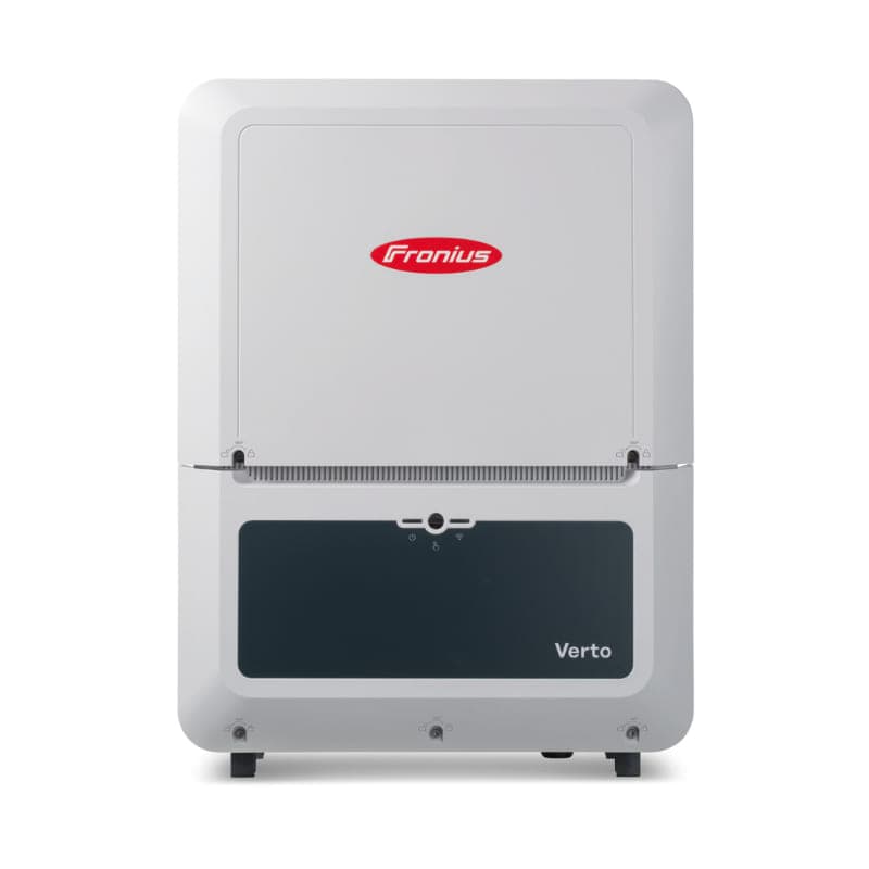 Onduleur Fronius Verto, boîtier blanc et gris vu de face.