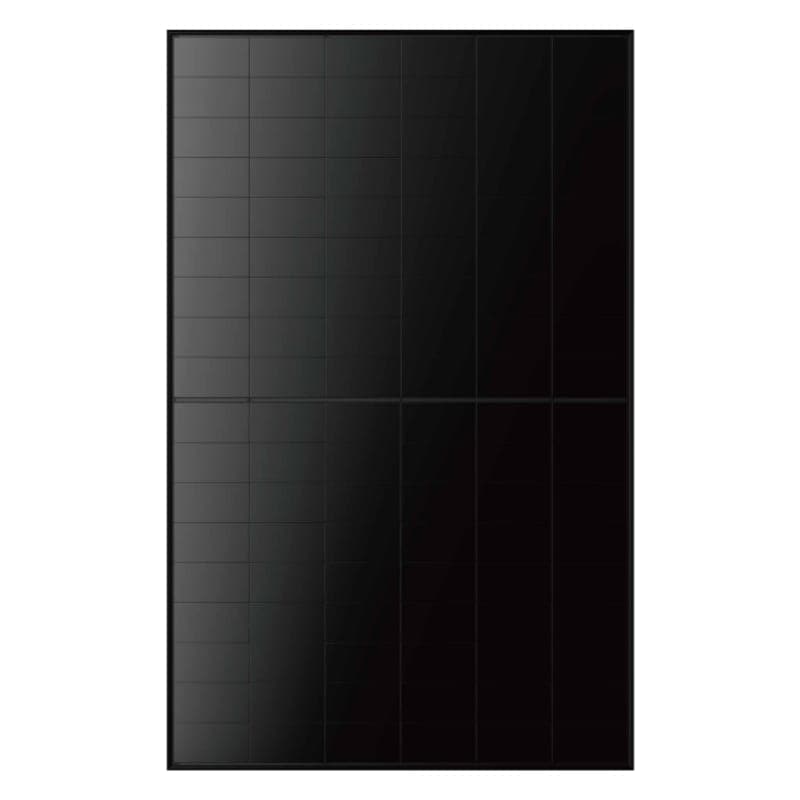 Illustration de la gamme LONGi Hi-MOS10 EcoLife : panneau noir à cadre noir vu de face sur fond blanc.
