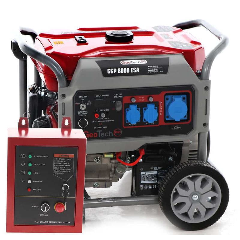 Groupe électrogène GeoTech Pro GGP 8000 ESA — essence, monophasé, vue du produit