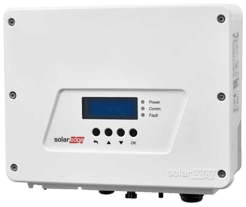 Boîtier de gamme SolarEdge HD-Wave à écran LCD et boutons, modèle proposé SE3680H.